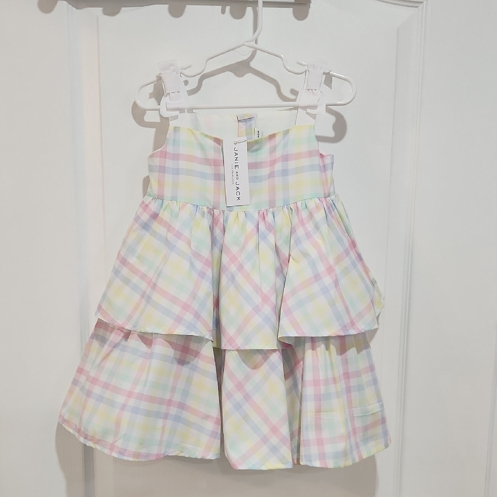 NWT - Janie & Jack - Pastel Plaid Tiered Dress